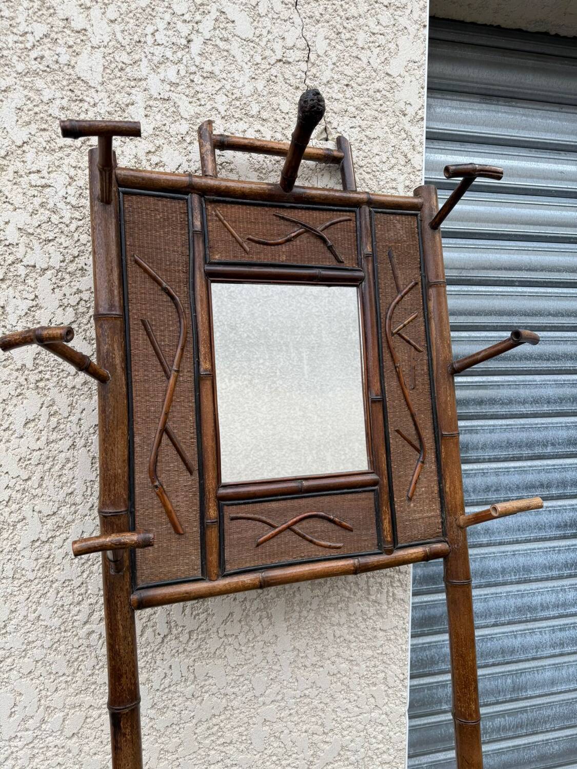 Porte-manteau / vestiaire ancien en bambou (époque 1920)
