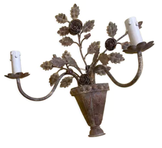 Set of two wrought iron wall sconces