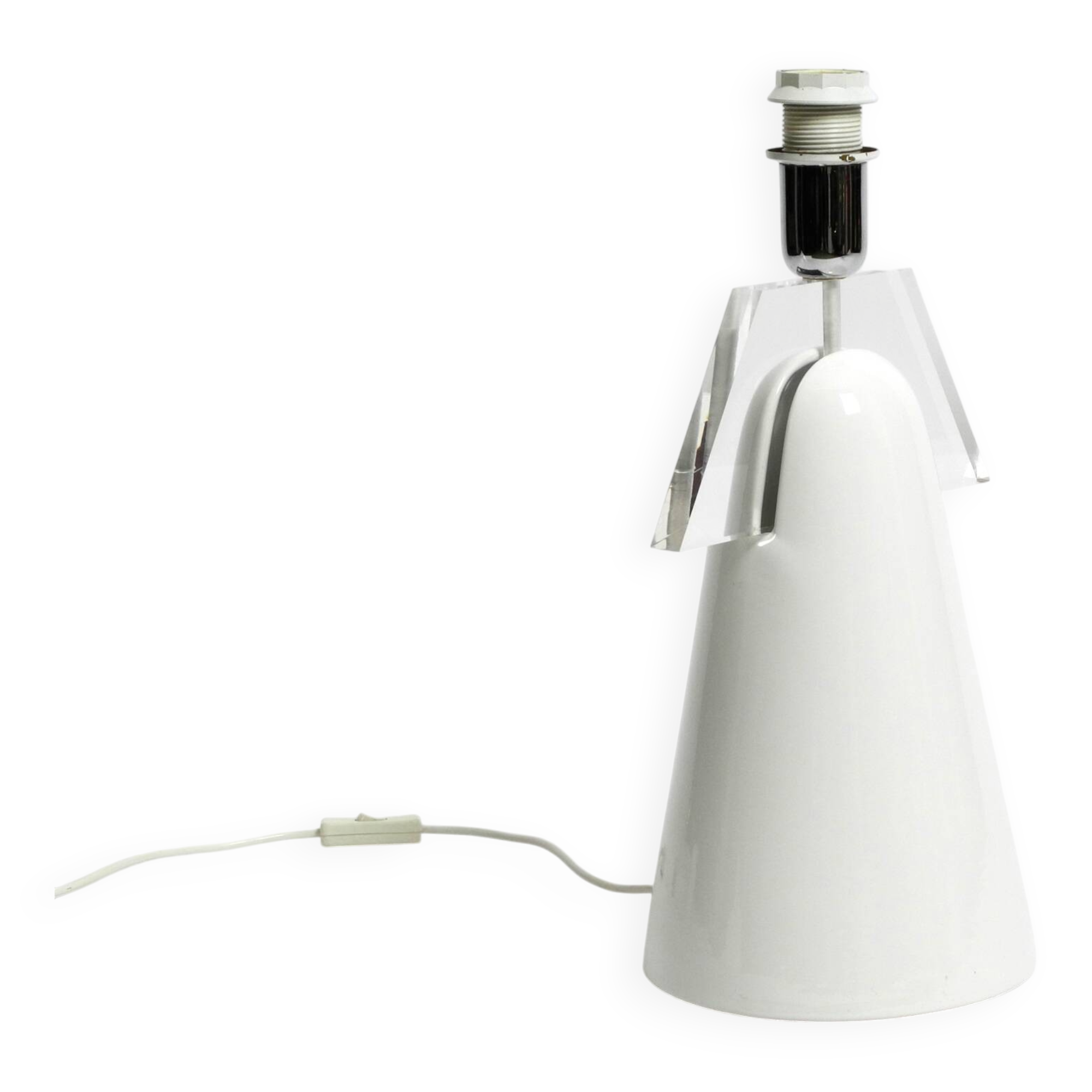 Stunning Italian 1970s ceramic plexiglass table lamp without a shade