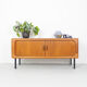 Low teak sideboard with tambour doors by Dyrlund, 1960's