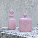 Two pink opaline bottles