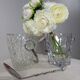 Duo of crystal ice buckets, silver metal, vintage