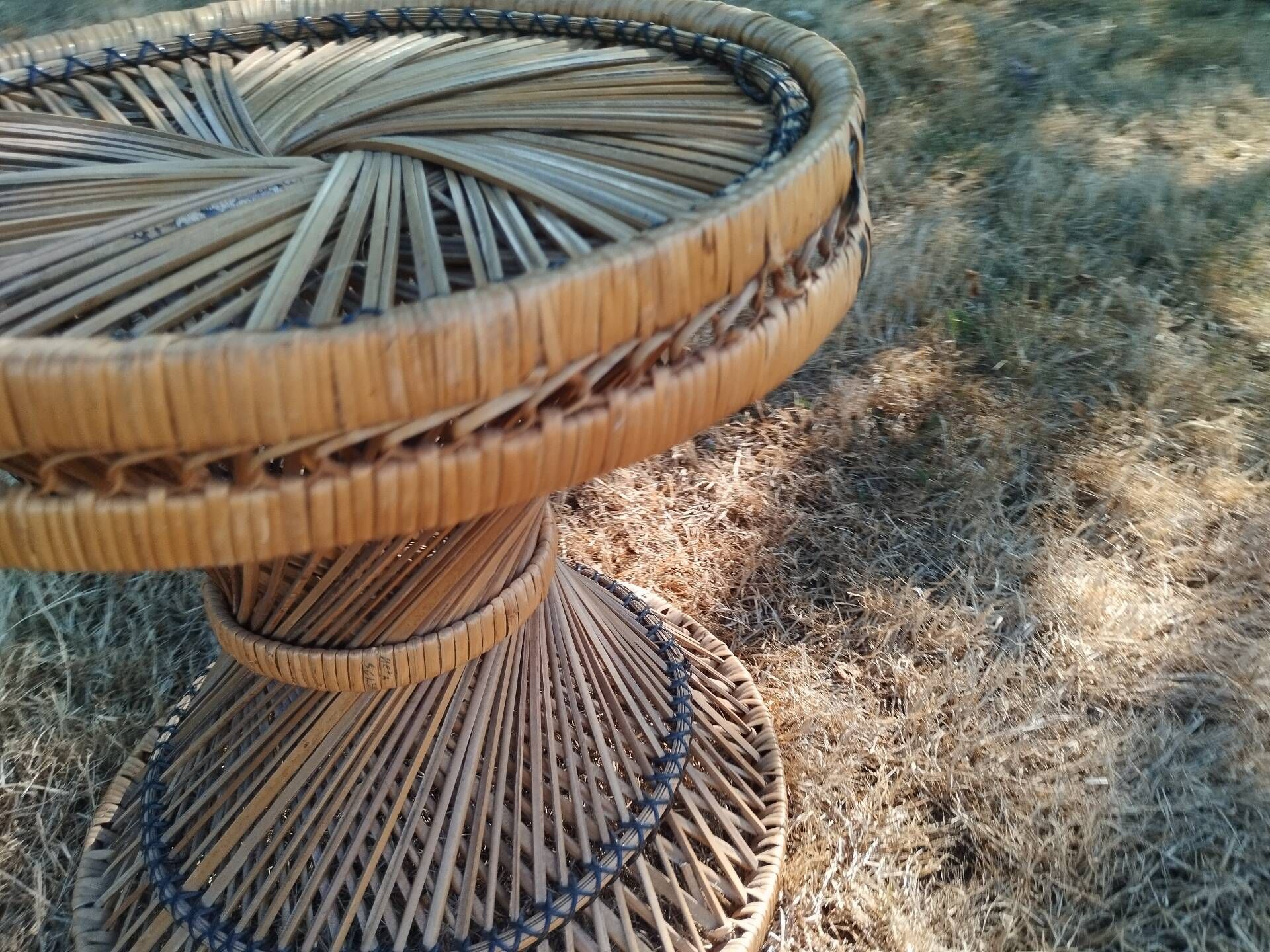 Vintage antique rattan wicker chair armchair