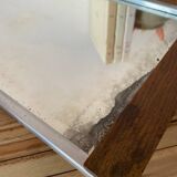 Old mirror and wood tray
