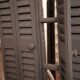 Dark grey wooden trompe l'oeil shutter mirror 1990 / wall decoration object Shutter-style mirror