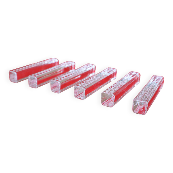 6 porte couteaux ''diamant''  cristal d'Arques