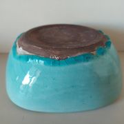 Turquoise cracked ceramic empty pocket signed Keramos, Sèvres circa 1950
