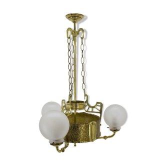 Art nouveau brass chandelier, 1910