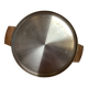Large flat metal and wood platter in Scandinavian style.