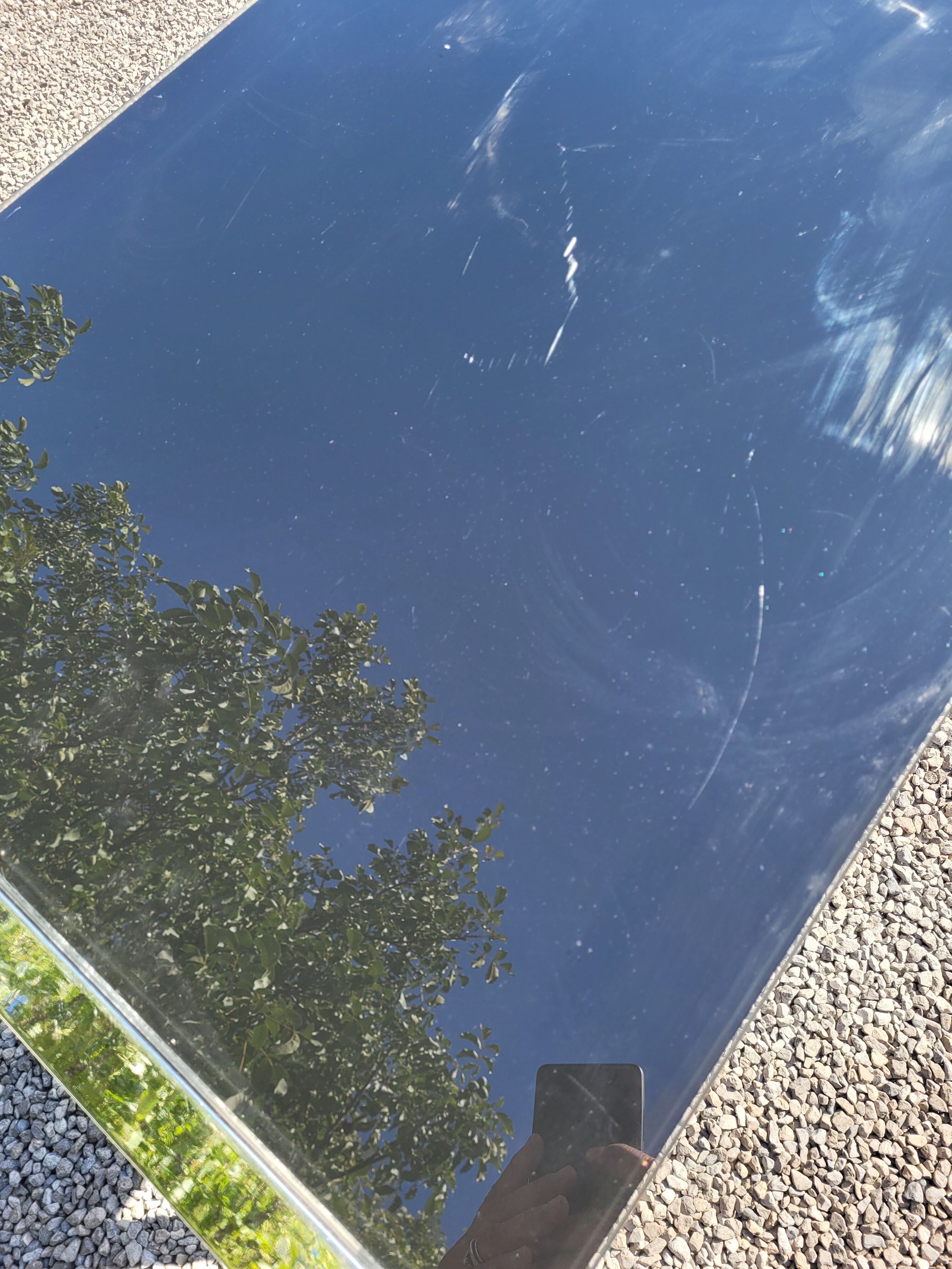 Desk chrome top in tinted glass 140/60cms