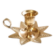 Golden brass hand candle holder decorated with leaves