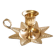Golden brass hand candle holder decorated with leaves