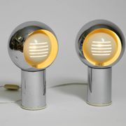 Pair of large Mid Century Space Age chrome table lamps - Made in Italy