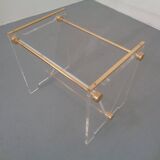 Italian acrylic glass and brass magazine rack, 1970s
