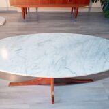 Scandinavian coffee table, teak and marble, 1960