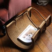 Vintage wicker log basket magazine holder