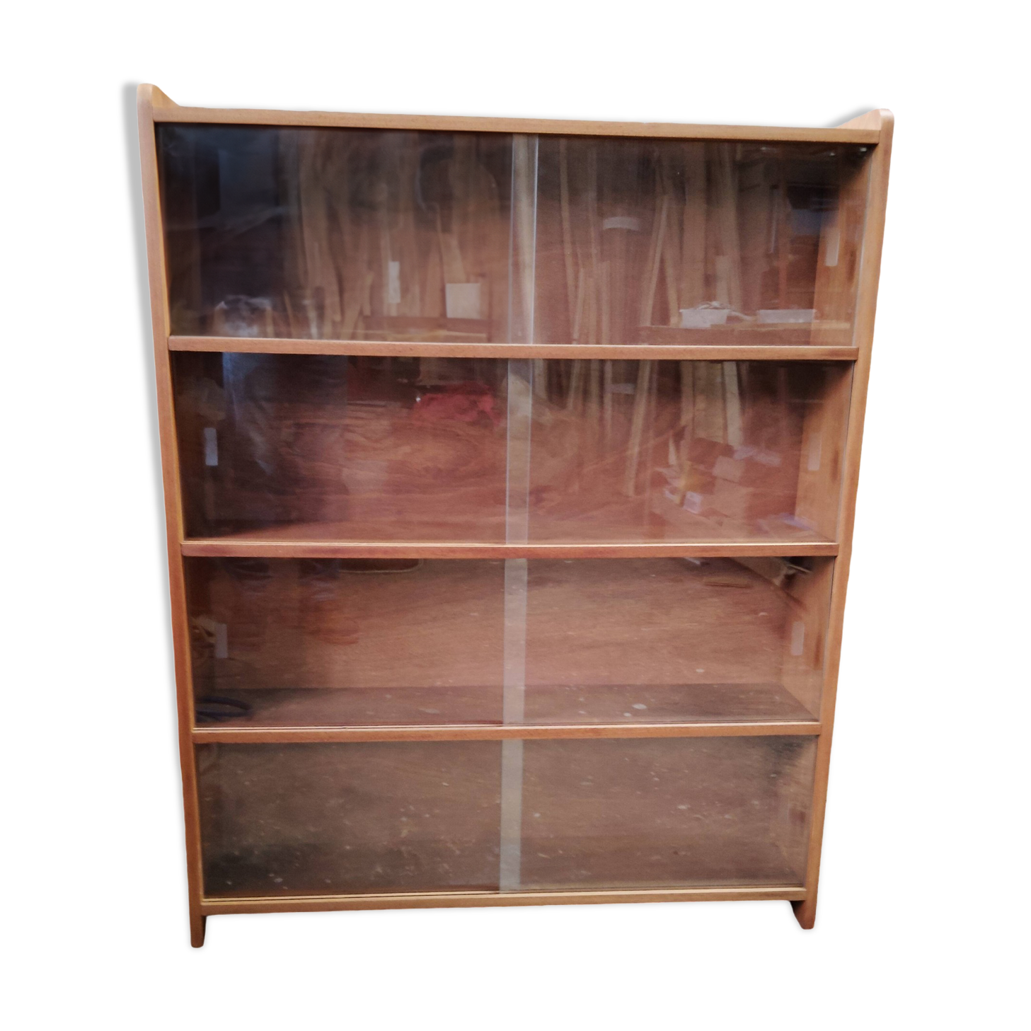 Étagères, bibliothèque vitrine verre/bois