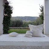 Housse de pouf artisanale en coton recyclé blanc