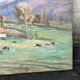 Large painting by Mr. Canet - Countryside landscape with cows