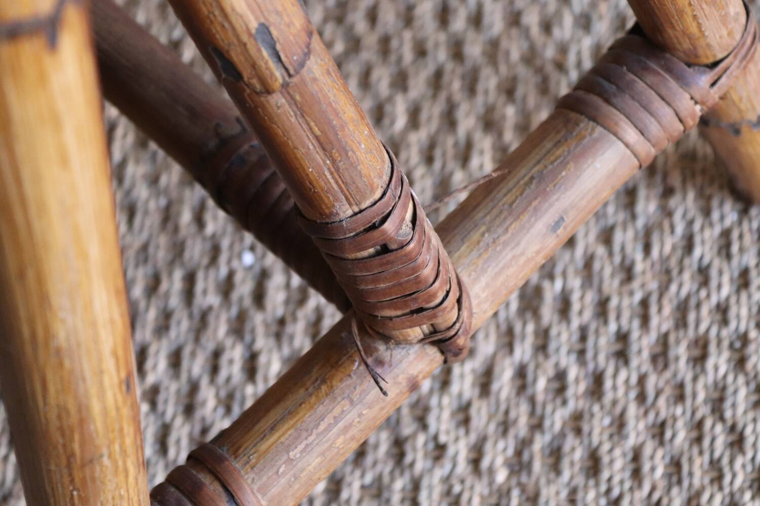 Pair of vintage rattan trestles