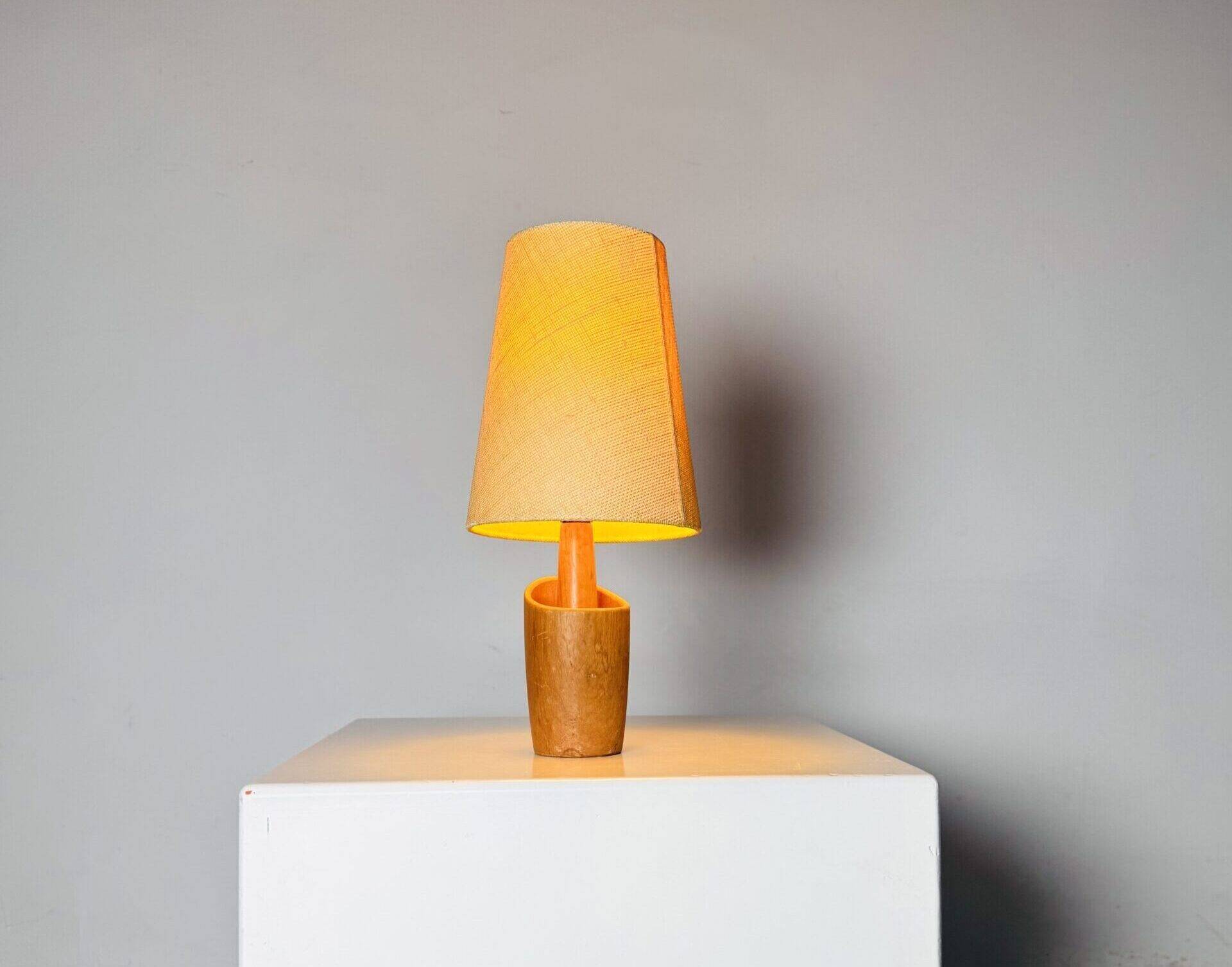 Model 2020 Cylindrical Desk Lamp In Wood By Markslojd Ab, Sweden 1960S