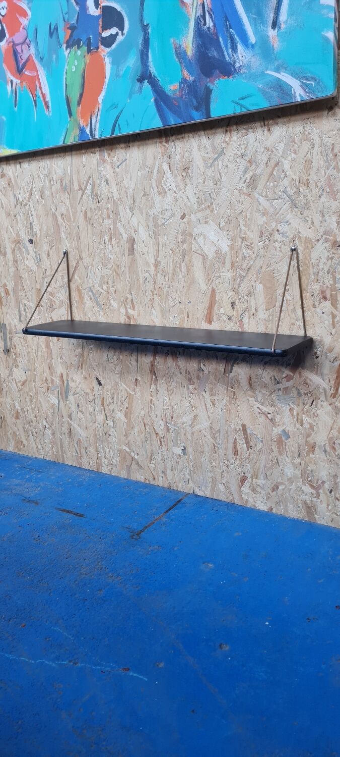 Scandinavian brass and teak shelf