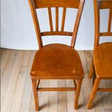 Set of 3 wooden bistro chairs 1950