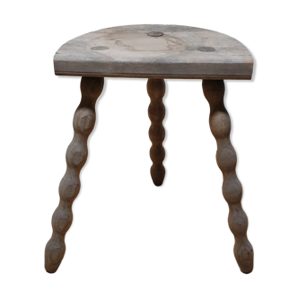 Tripod cowhide tabouret