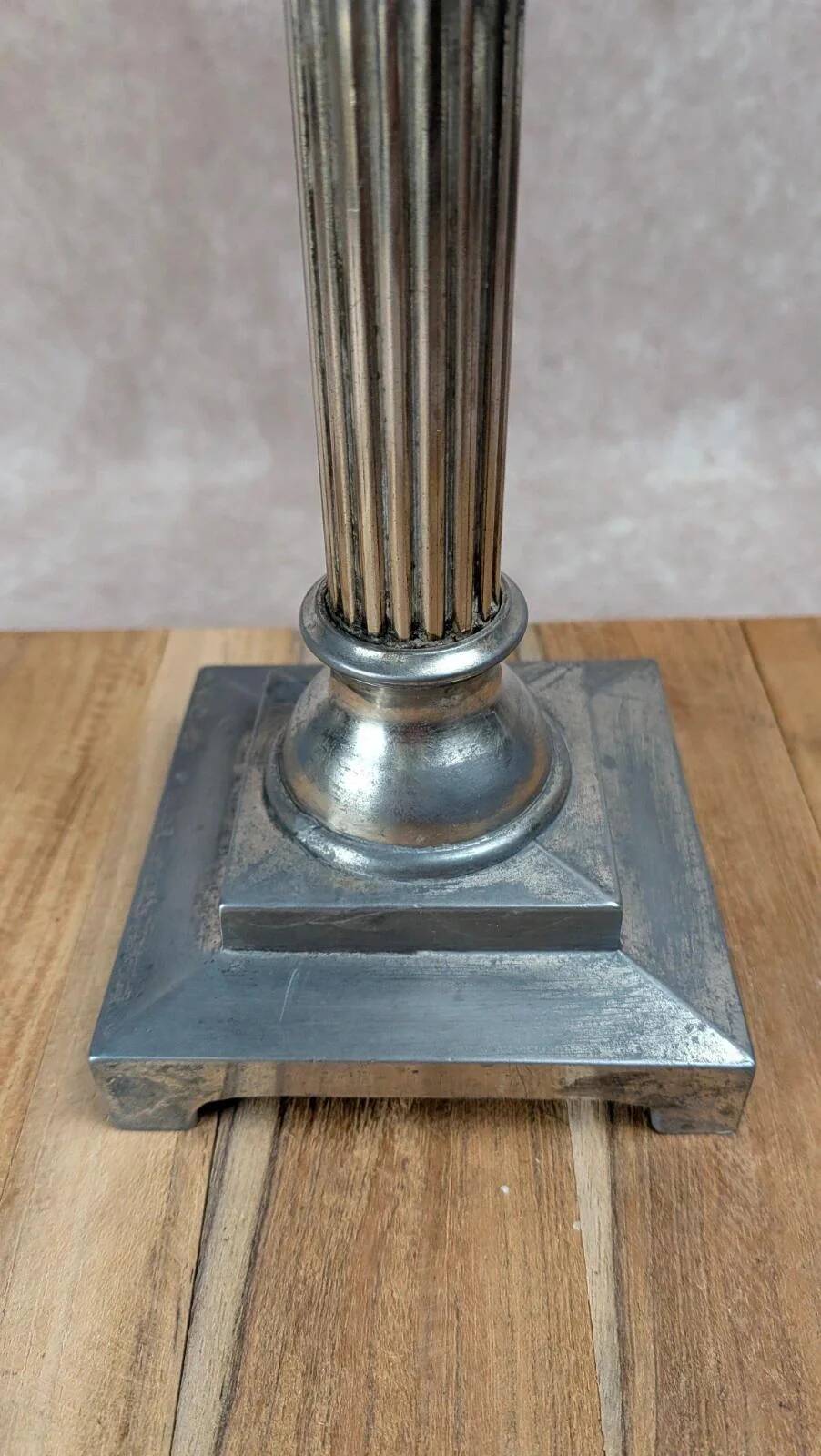 Silver-plated column candlestick – Corinthian style