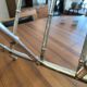 Chrome-plated brass magazine rack circa 1970