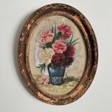 Oil on panel by A. Cruillet still life bouquet of flowers 1920