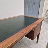 Louis XVI style minister's desk in solid walnut, 4 drawers, old manufacture