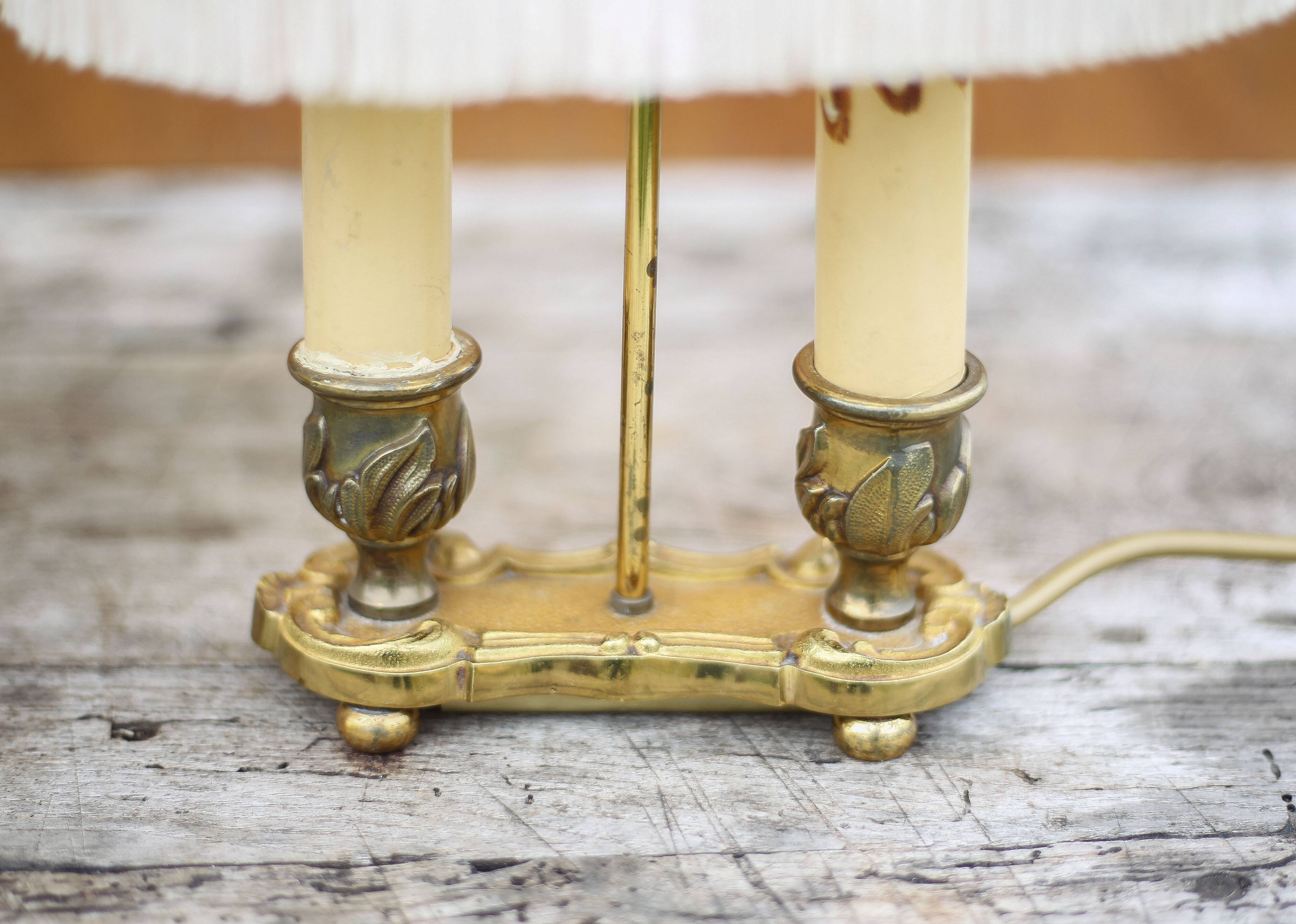 Pair of Bouillotte lamps Lucien Gau Paris, bronze lamp, bedside lamp