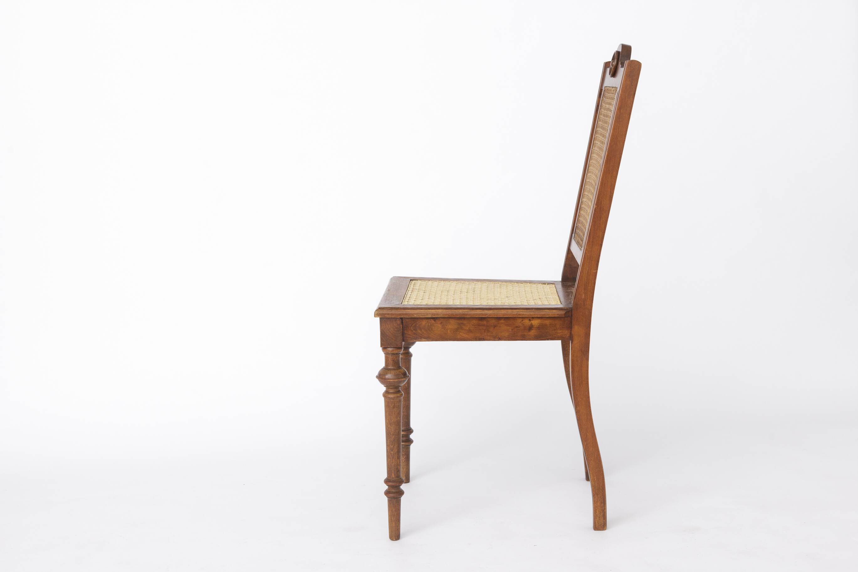 Antique Beechwood Chair with Cane Seat & Back, 1930s–1950s | Turned Wood