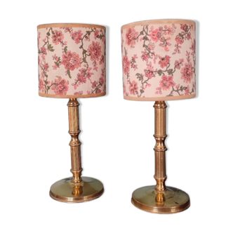 Pair of brass bedside tables