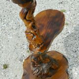 Brutalist shelf wood and vine holder vintage plant 1960