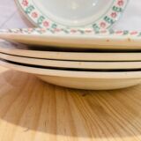 X5 hollow plate with green and red flowers -ceranord-made in france