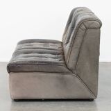 Gray Vintage Leather Modular Design Sofa 2 Elements