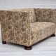 1950s, Danish 2-seater sofa, beige/ brown furniture fabric, oak wood.