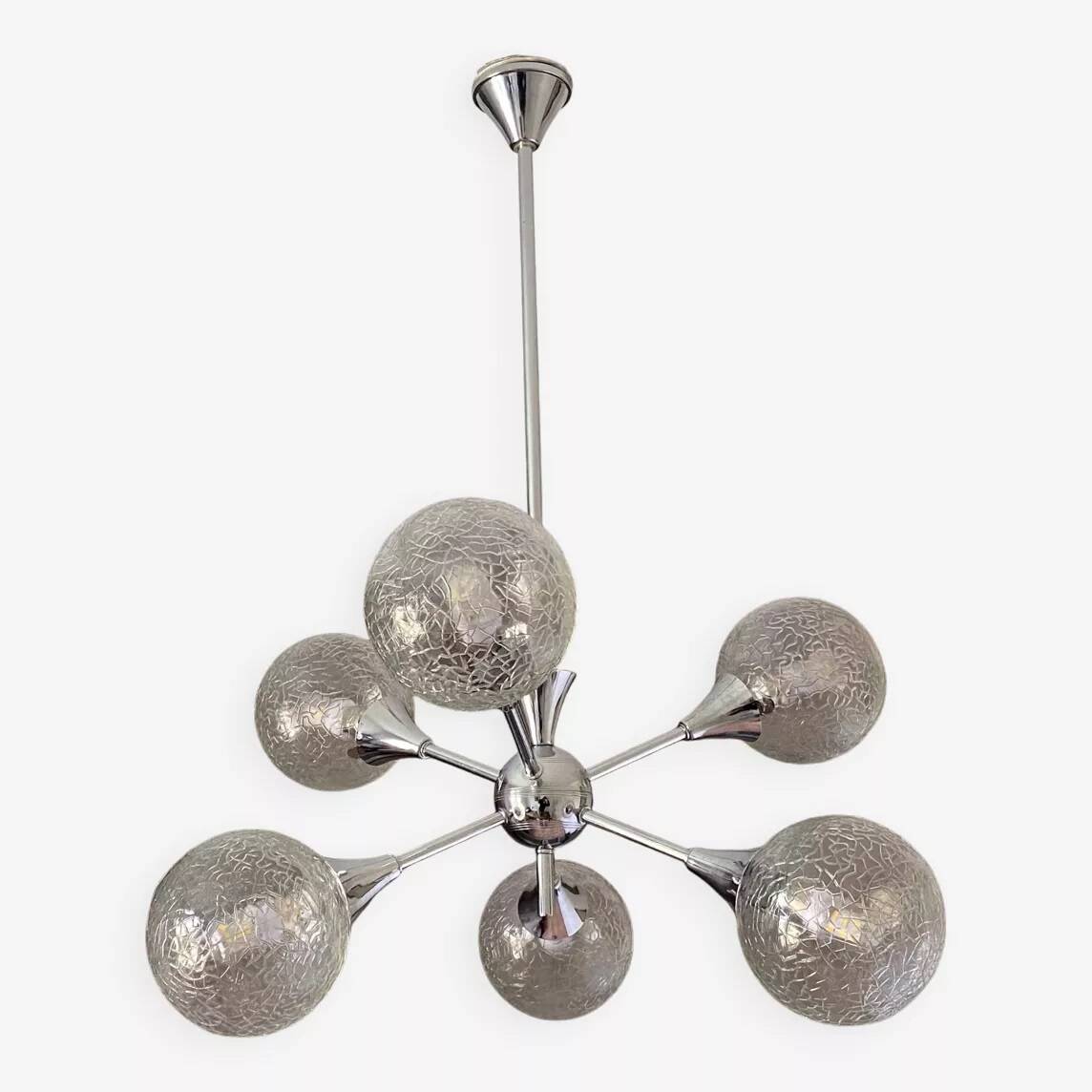 Sputnik chandelier with 6 globes. 1970. Space Age.