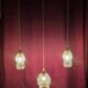 Suspension with 3 transparent bubble glass globes.