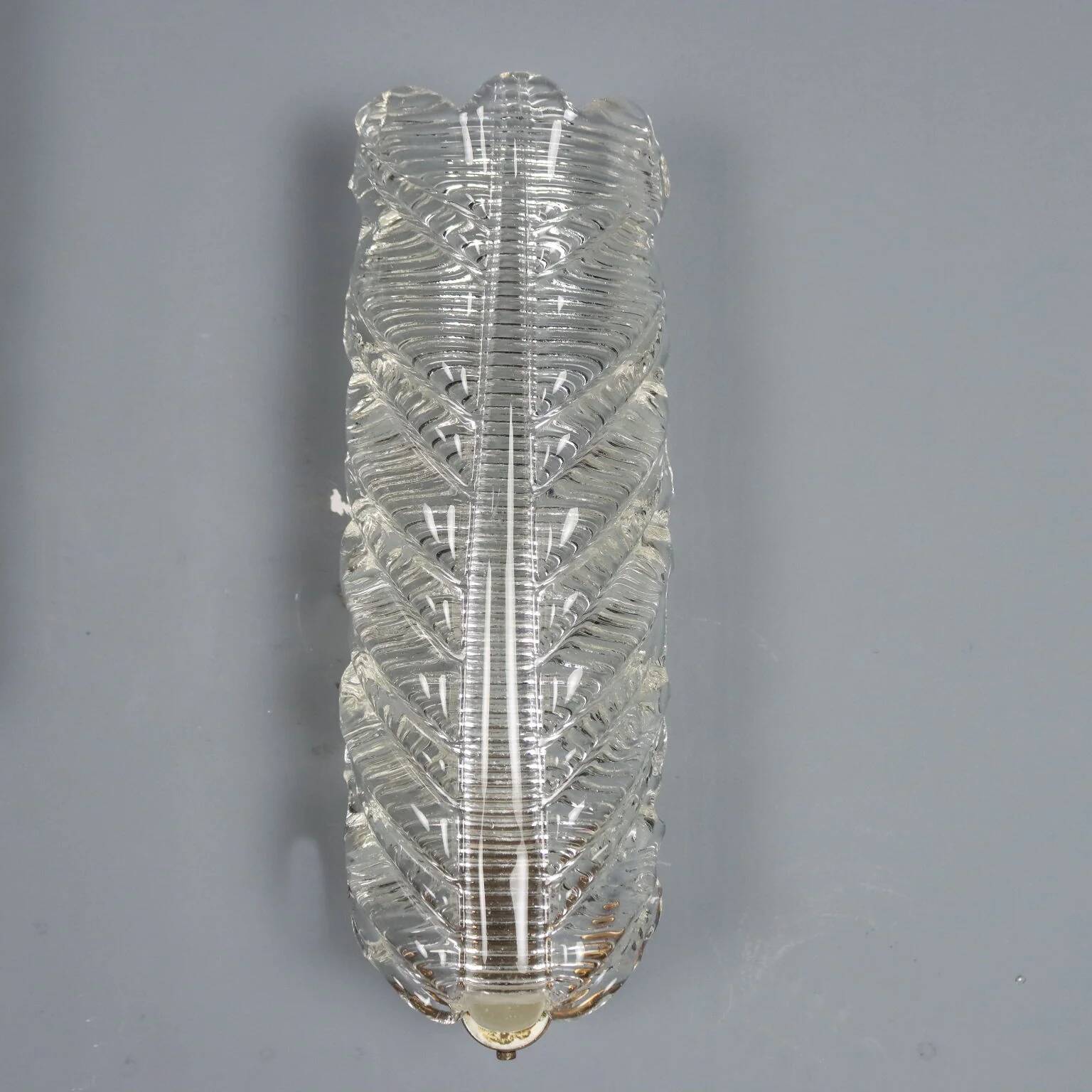1950s brass and glass wall sconces