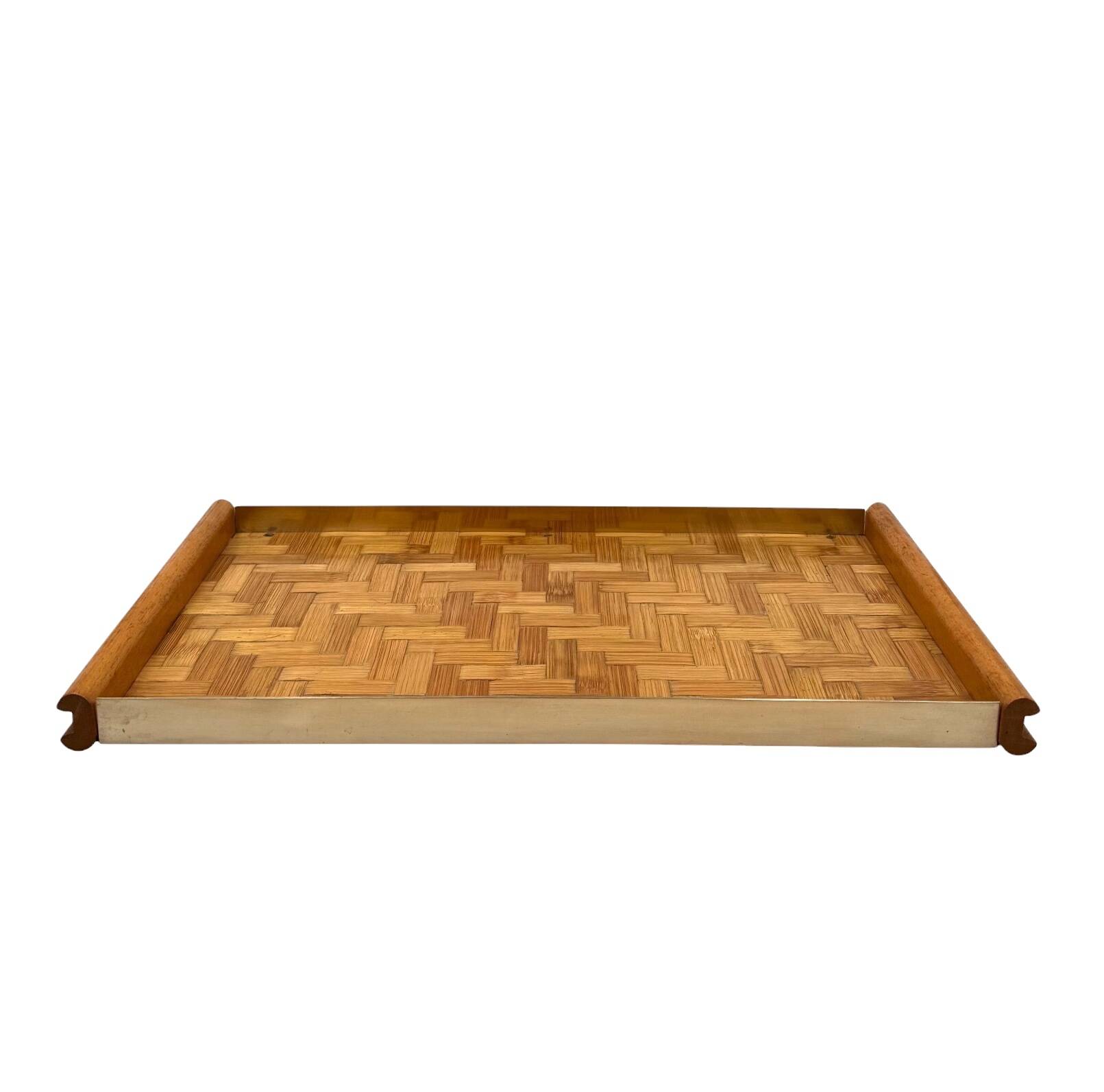 Hollywood regency bamboo and brass tray, Italy 1970s
