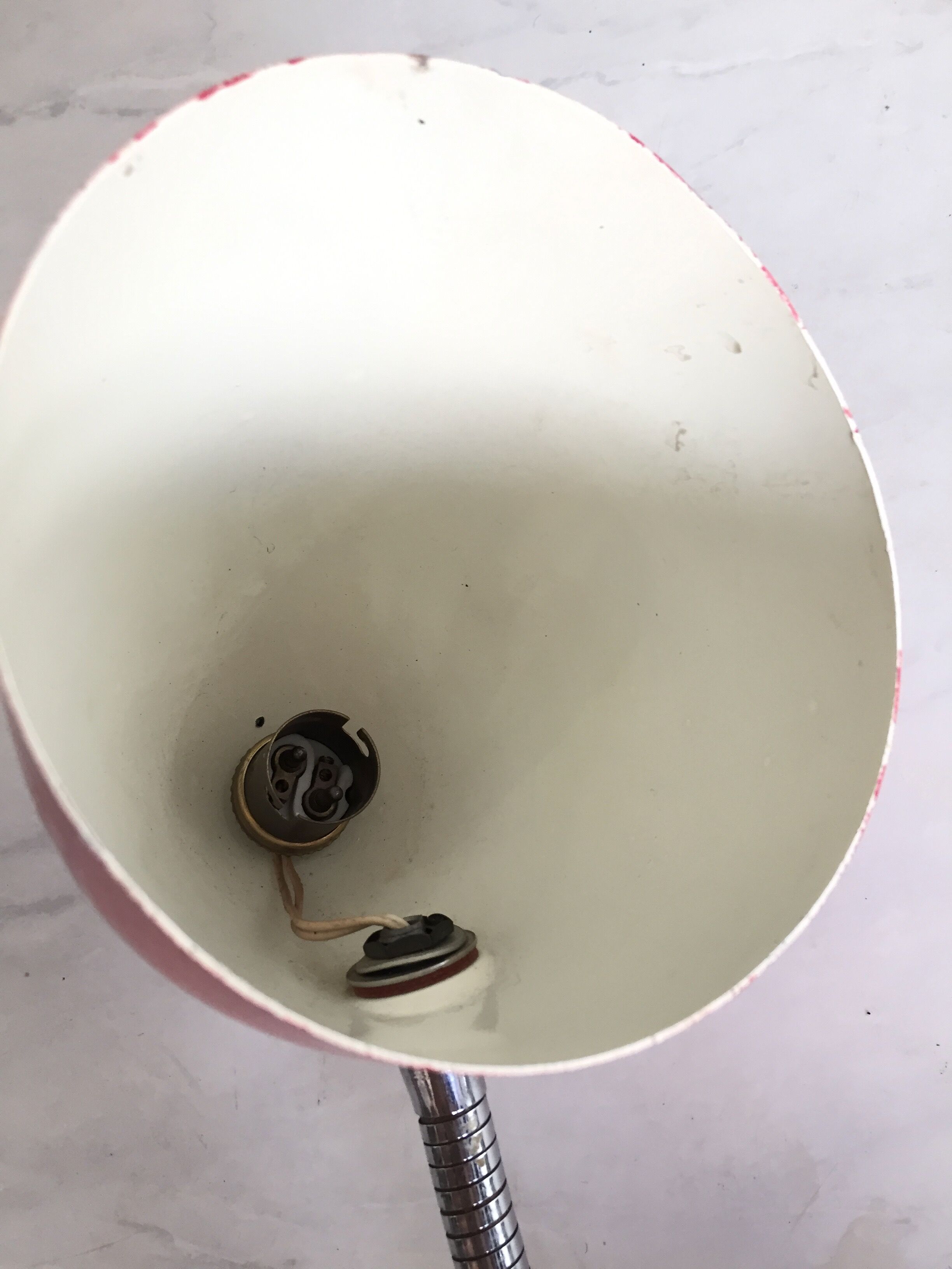 Bauhaus lamp lacquered metal red&flexible chrome/c1950/vintage design