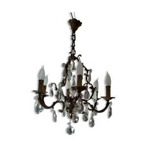 Lustre bronze et cristal