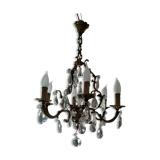 Bronze and crystal chandelier 6 fires