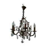 Lustre bronze et cristal 6 feux