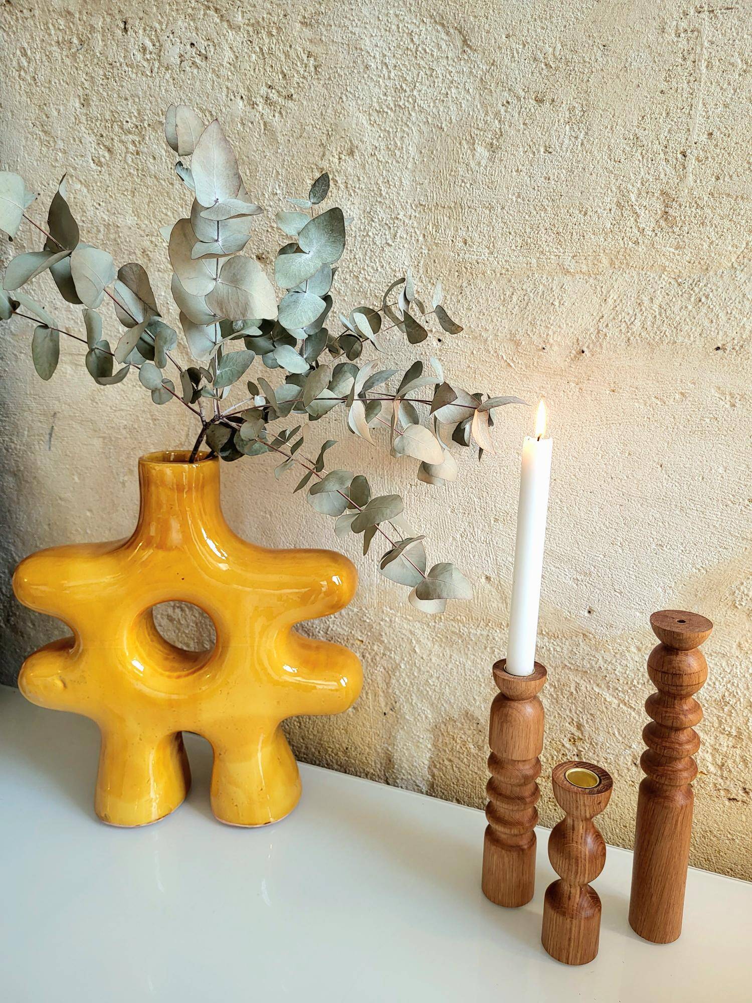 Candle holder - oak soliflore IRIS