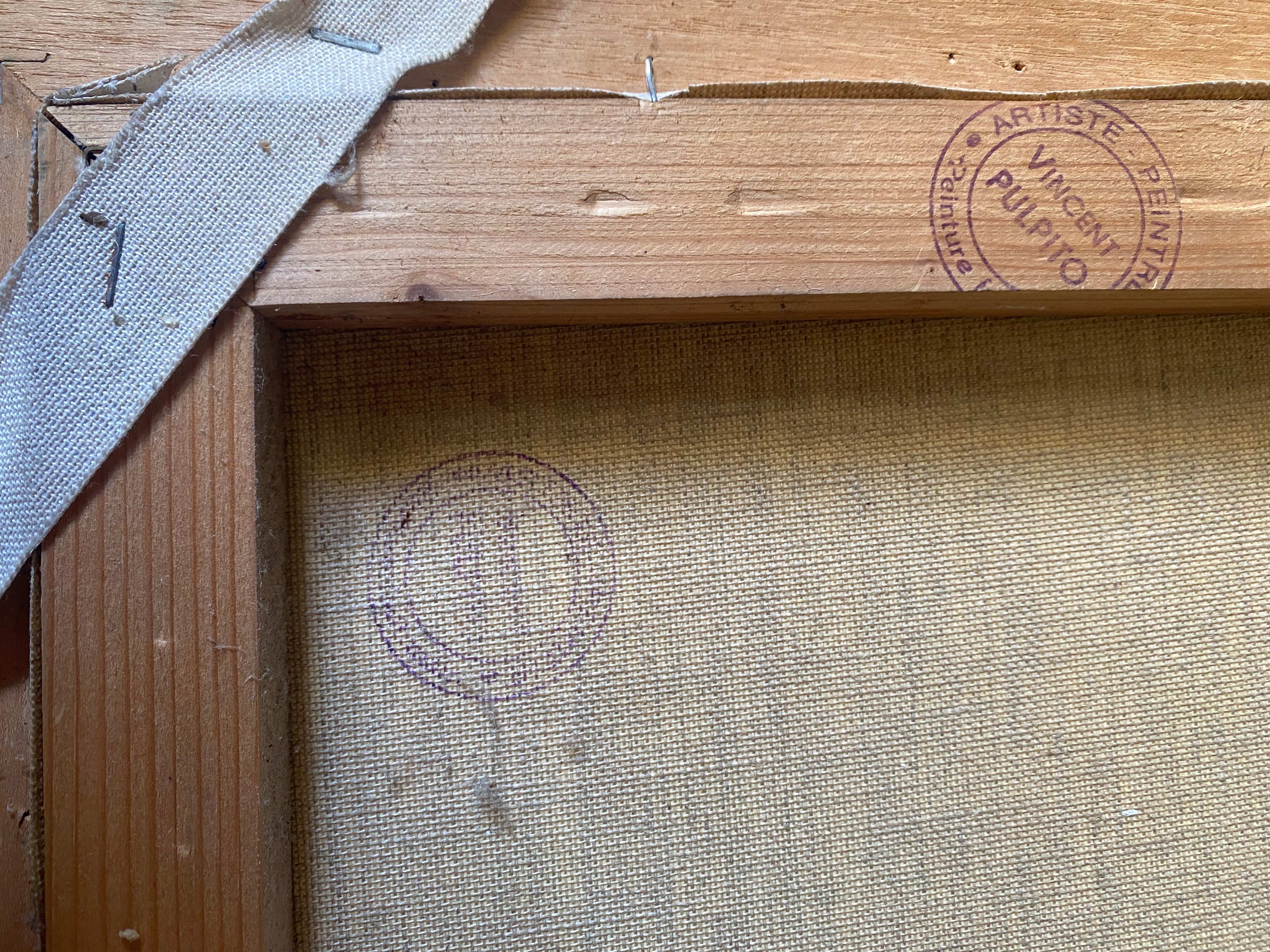 HST painting "Port de Collioure" by Vincent Pulpito + gallery stamp frame