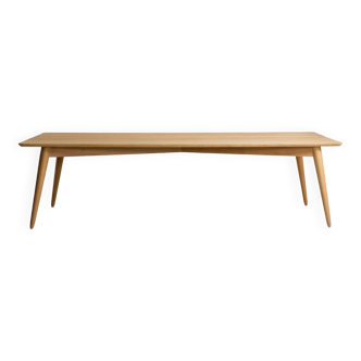 Solid oak dining table and bench set